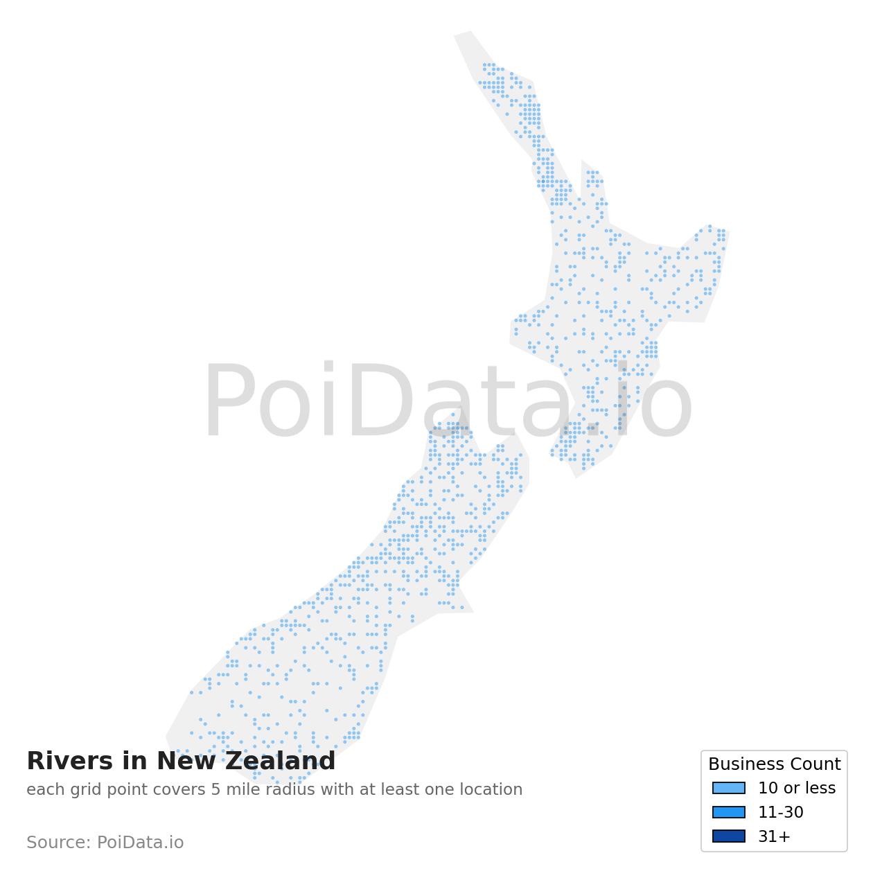 River density map for New Zealand