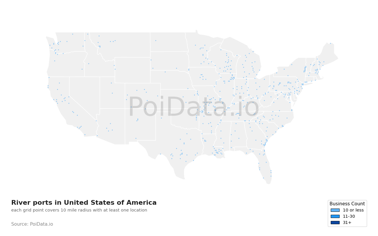 River port density map for United States