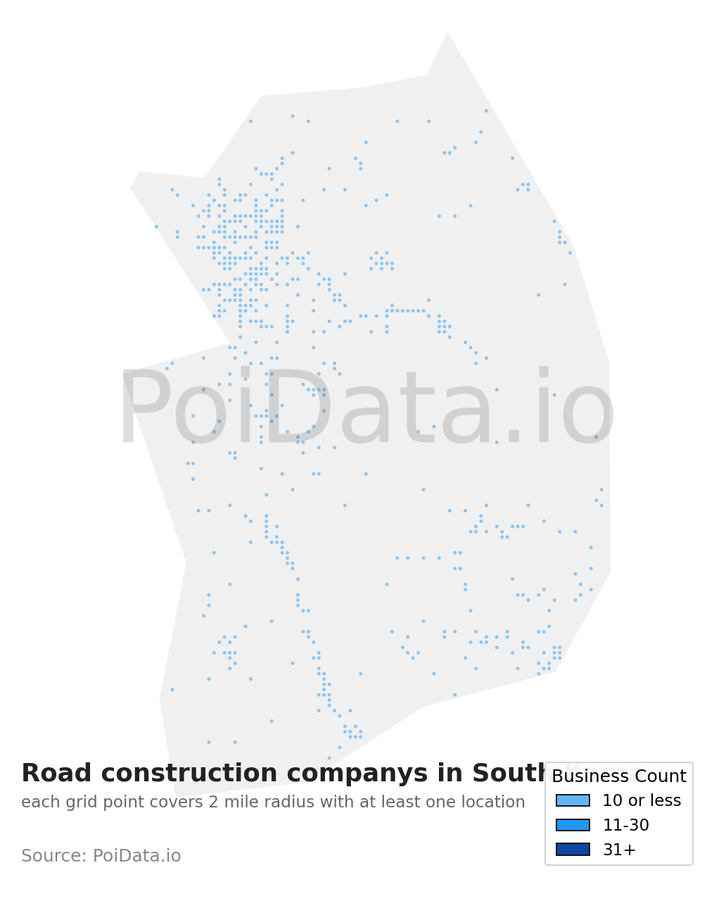 Road construction company density map for South Korea