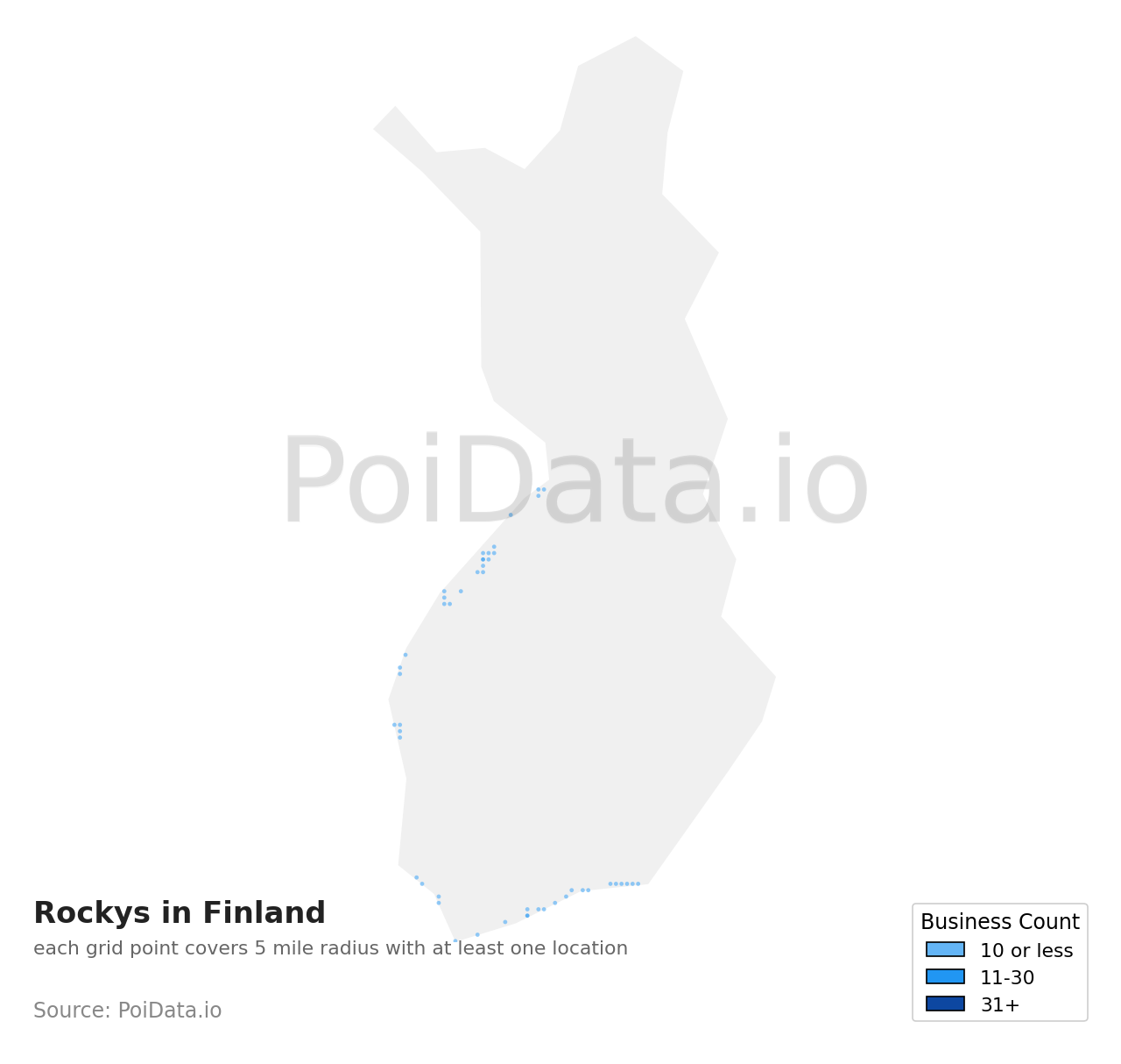 Rocky density map for Finland