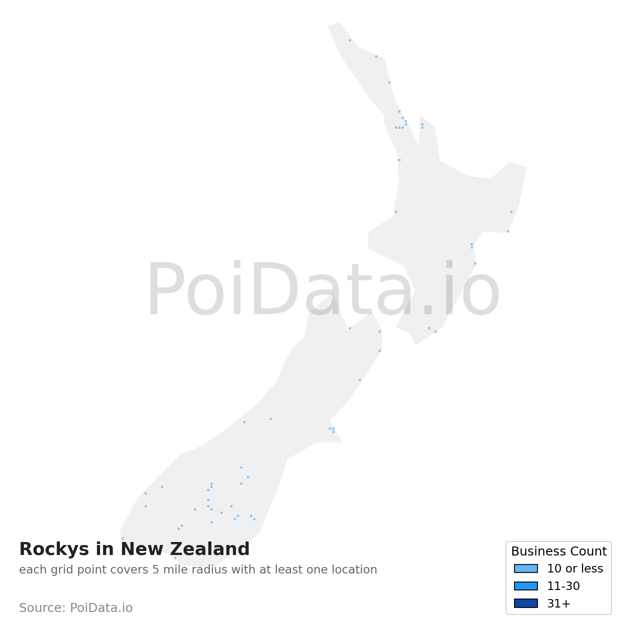 Rocky density map for New Zealand