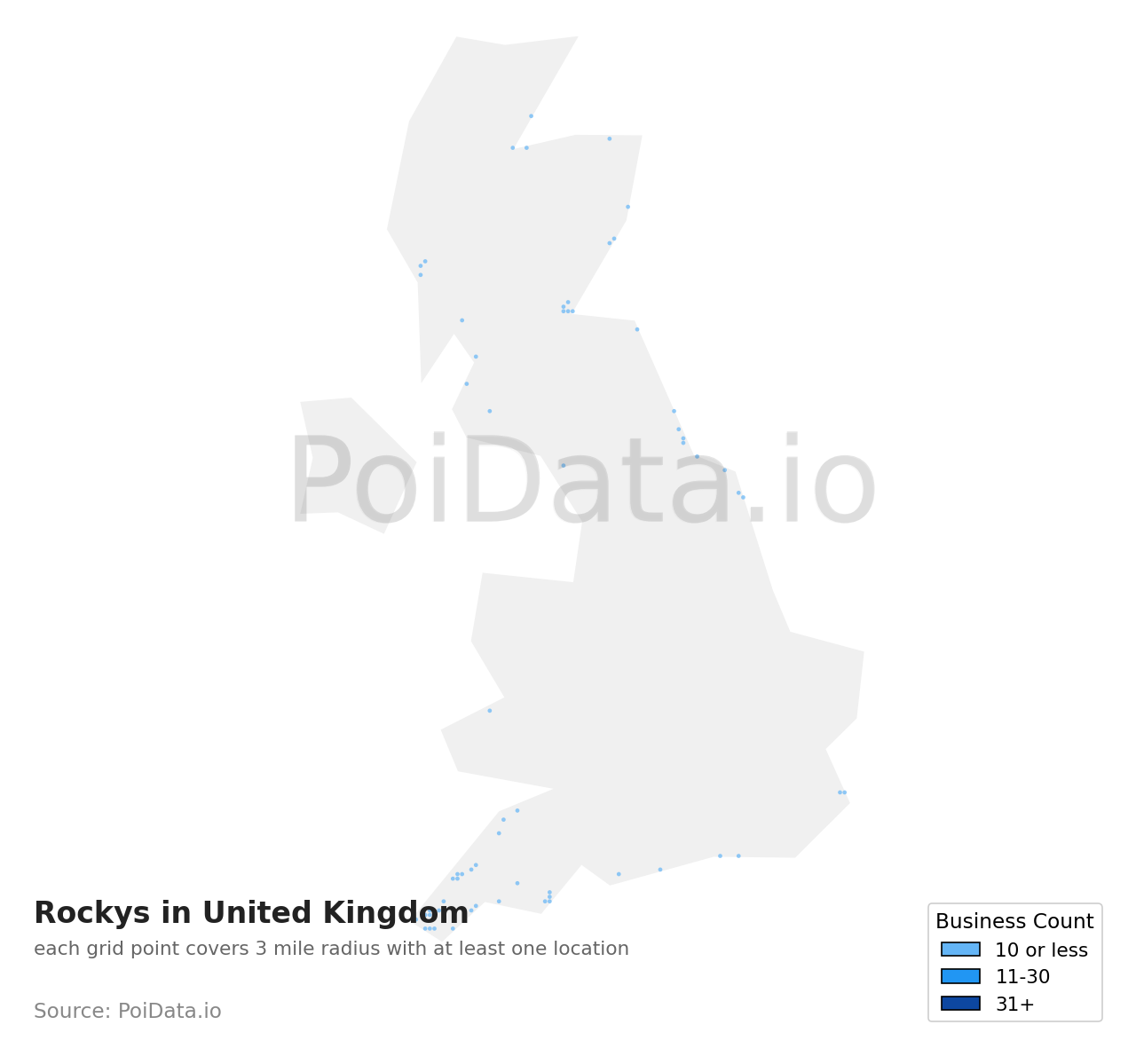 Rocky density map for United Kingdom