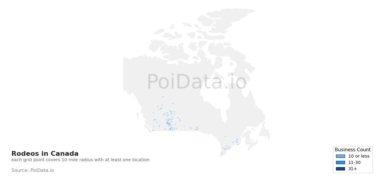 Rodeo density map for Canada