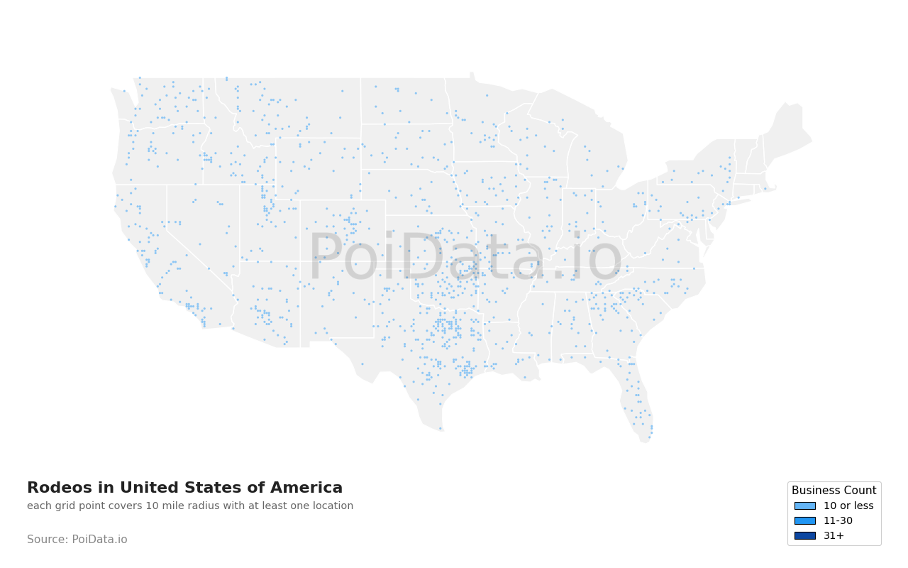 Rodeo density map for Washington, United States