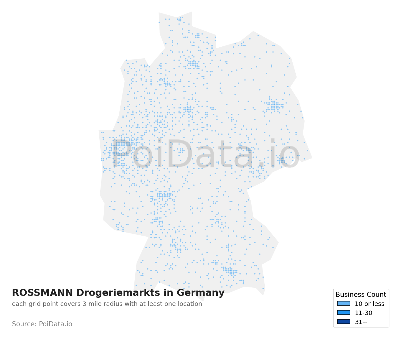 ROSSMANN Drogeriemarkt density map for Germany