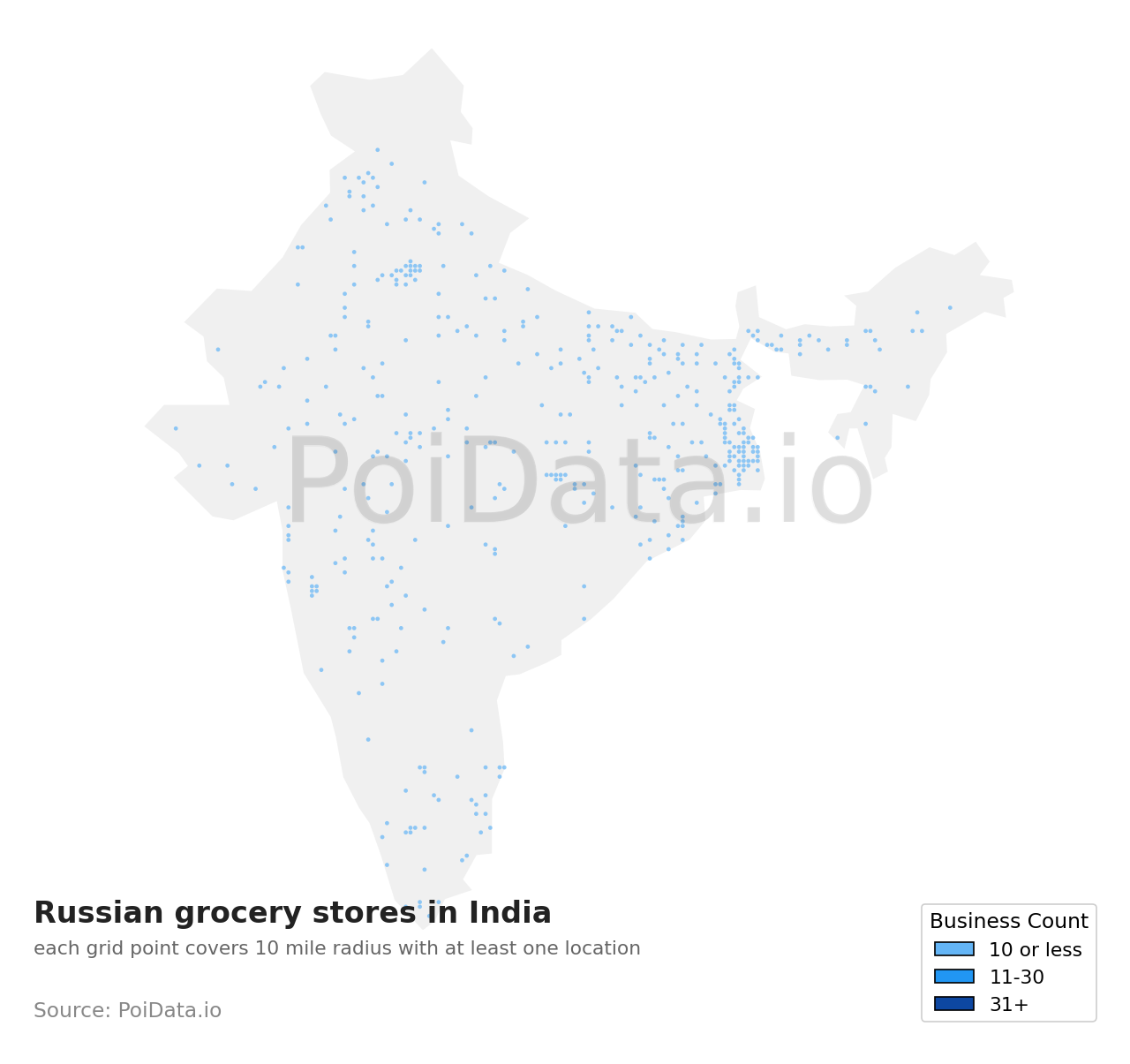 Russian grocery store density map for India