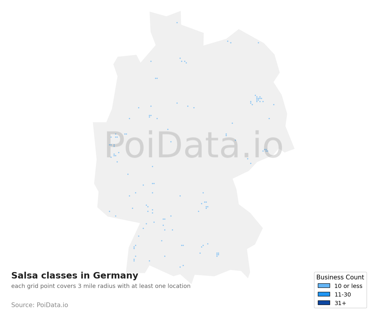 Salsa classes density map for Germany