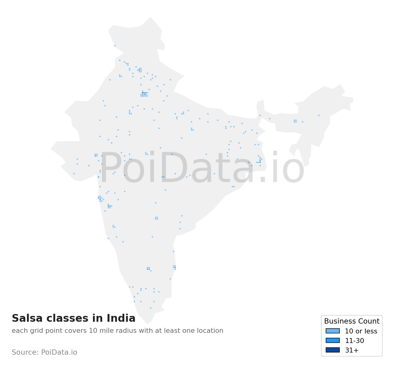 Salsa classes density map for India