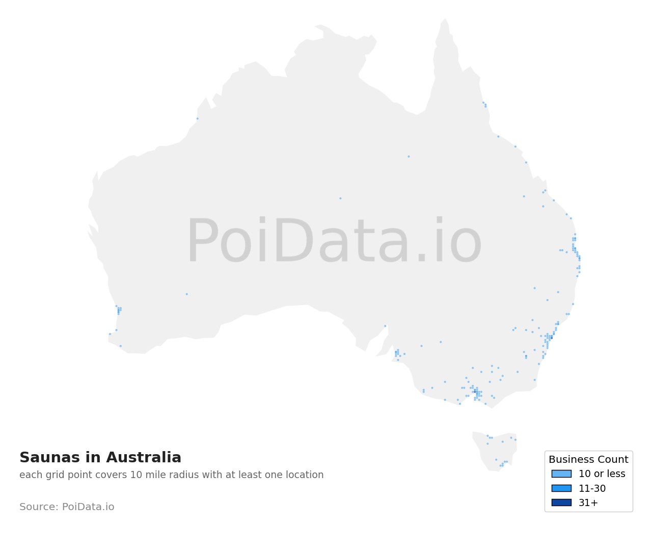 Sauna density map for Australia