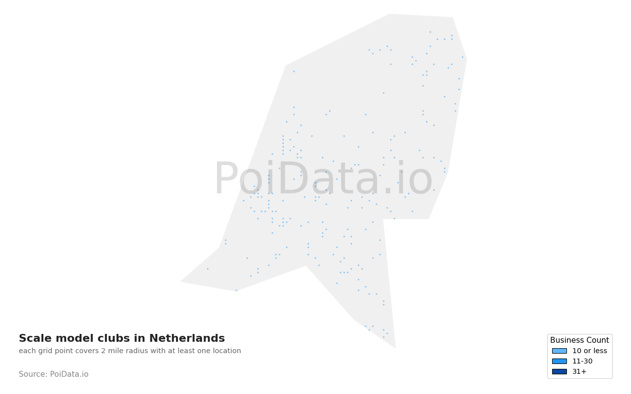 Scale model club density map for Netherlands