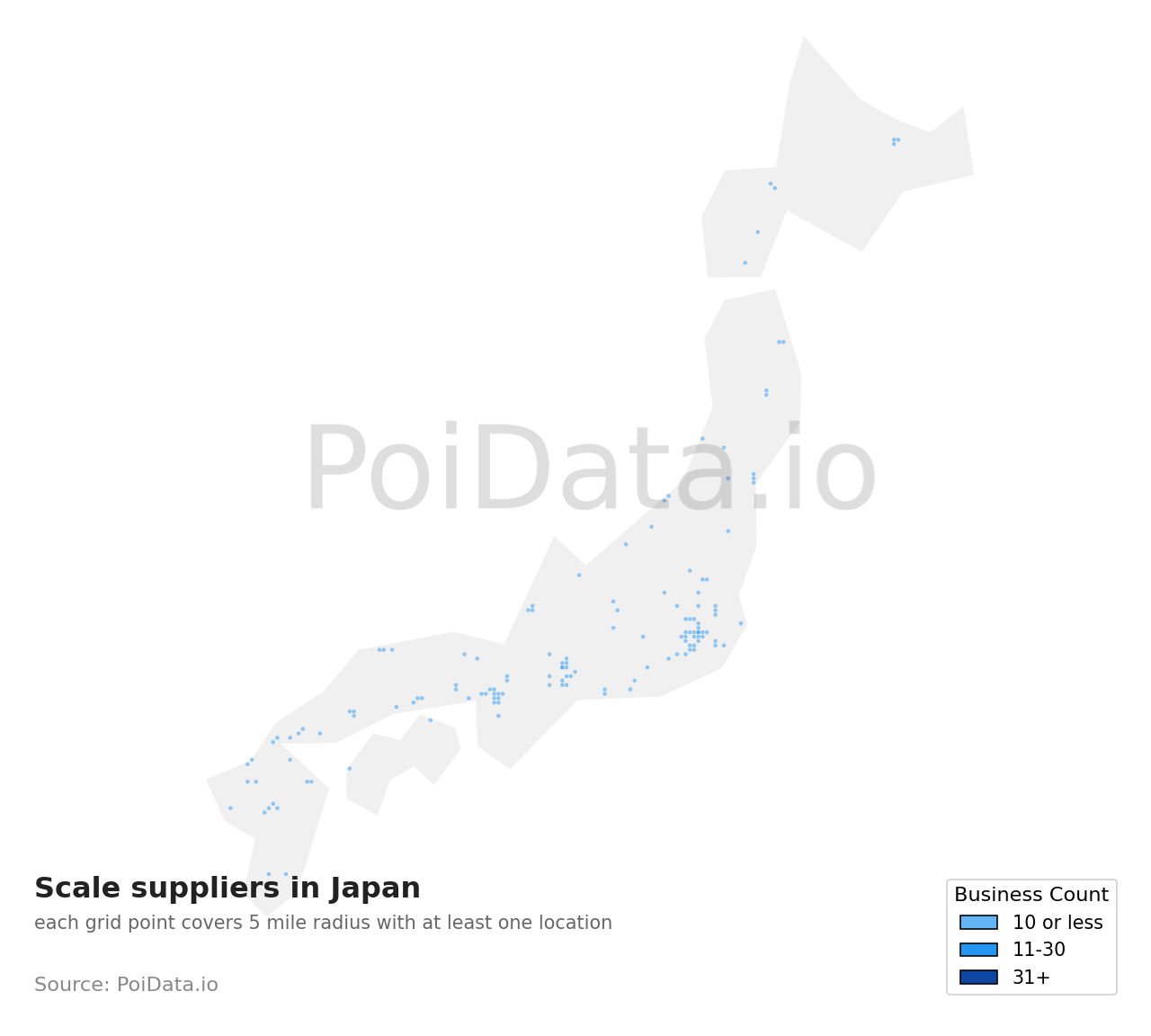 Scale supplier density map for Japan