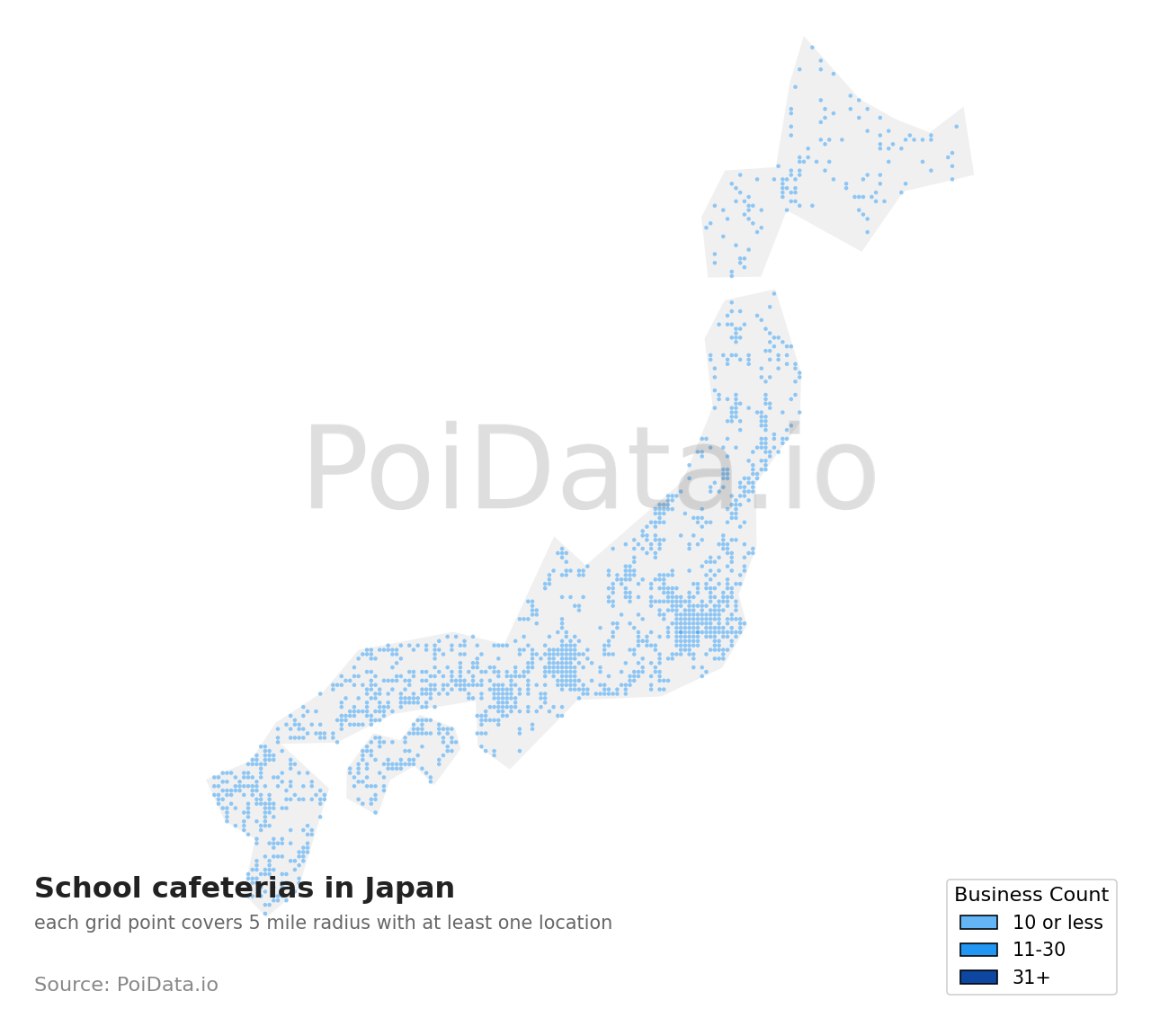 School cafeteria density map for Japan