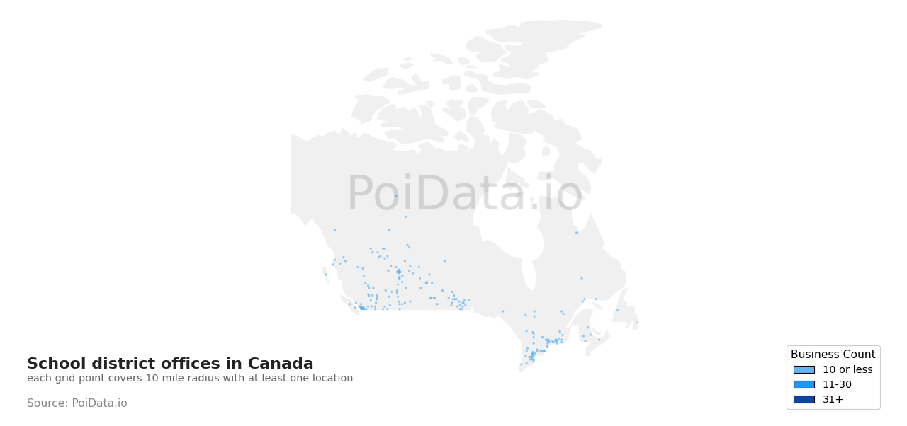 School district office density map for Nova Scotia, Canada