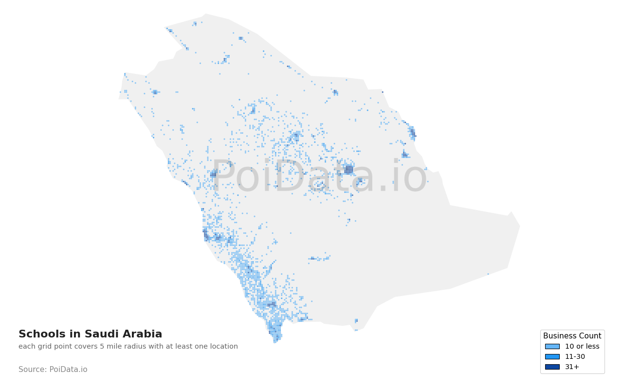 School density map for Saudi Arabia
