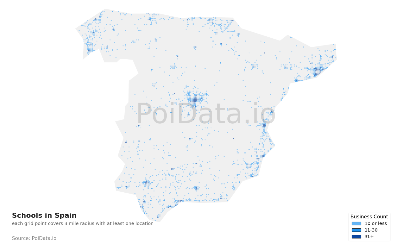 School density map for Spain