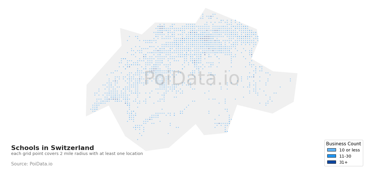 School density map for Switzerland