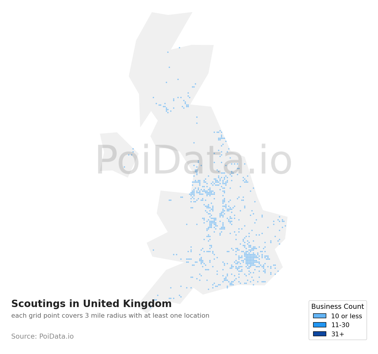Scouting density map for United Kingdom