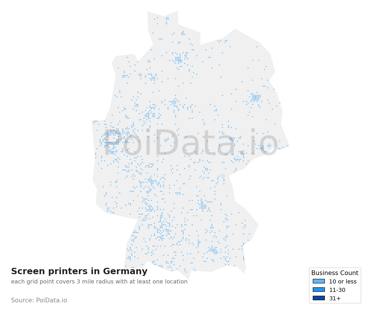 Screen printer density map for Germany
