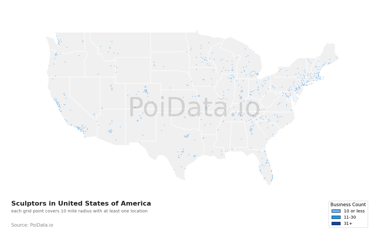 Sculptor density map for United States