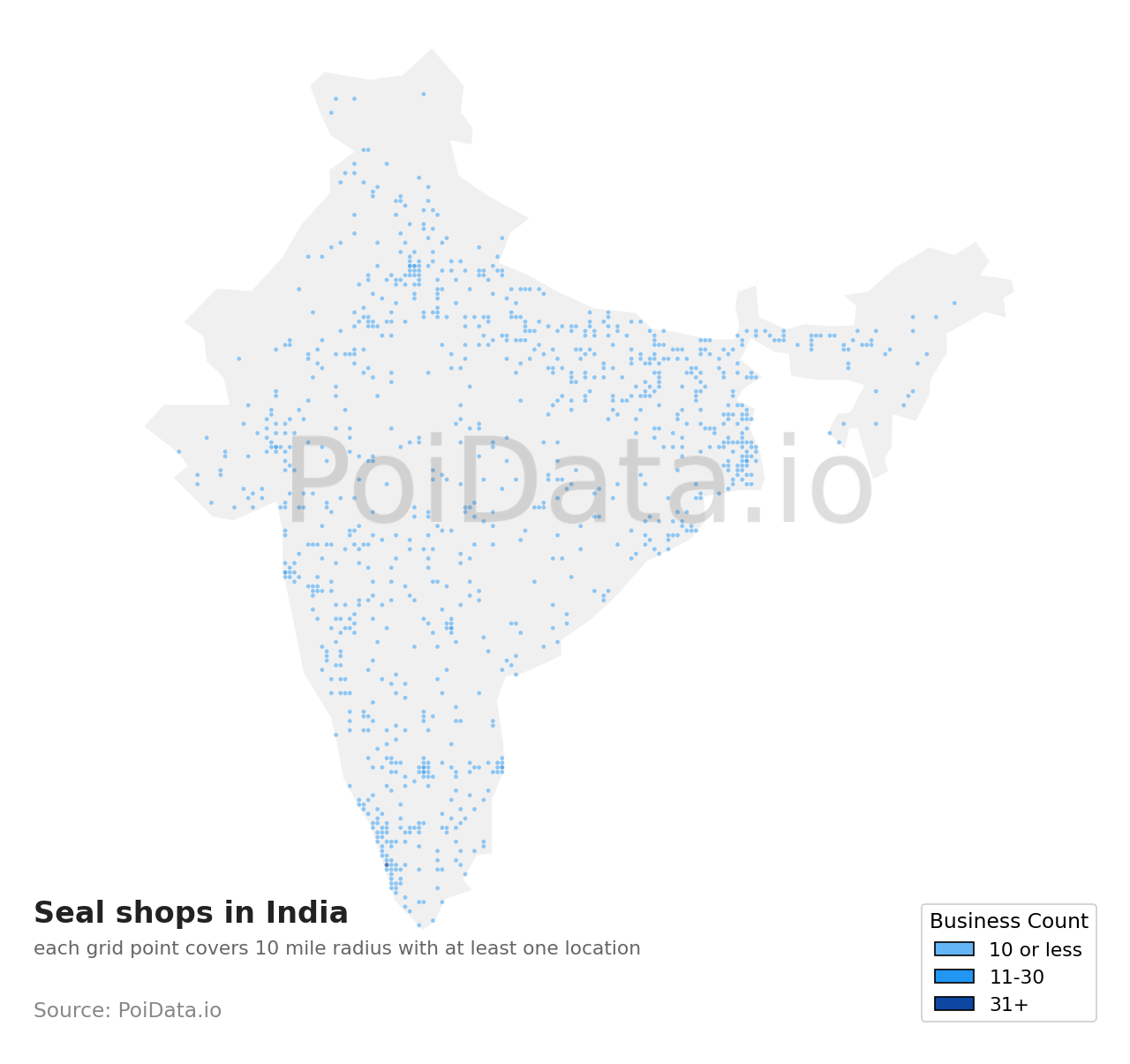 Seal shop density map for India