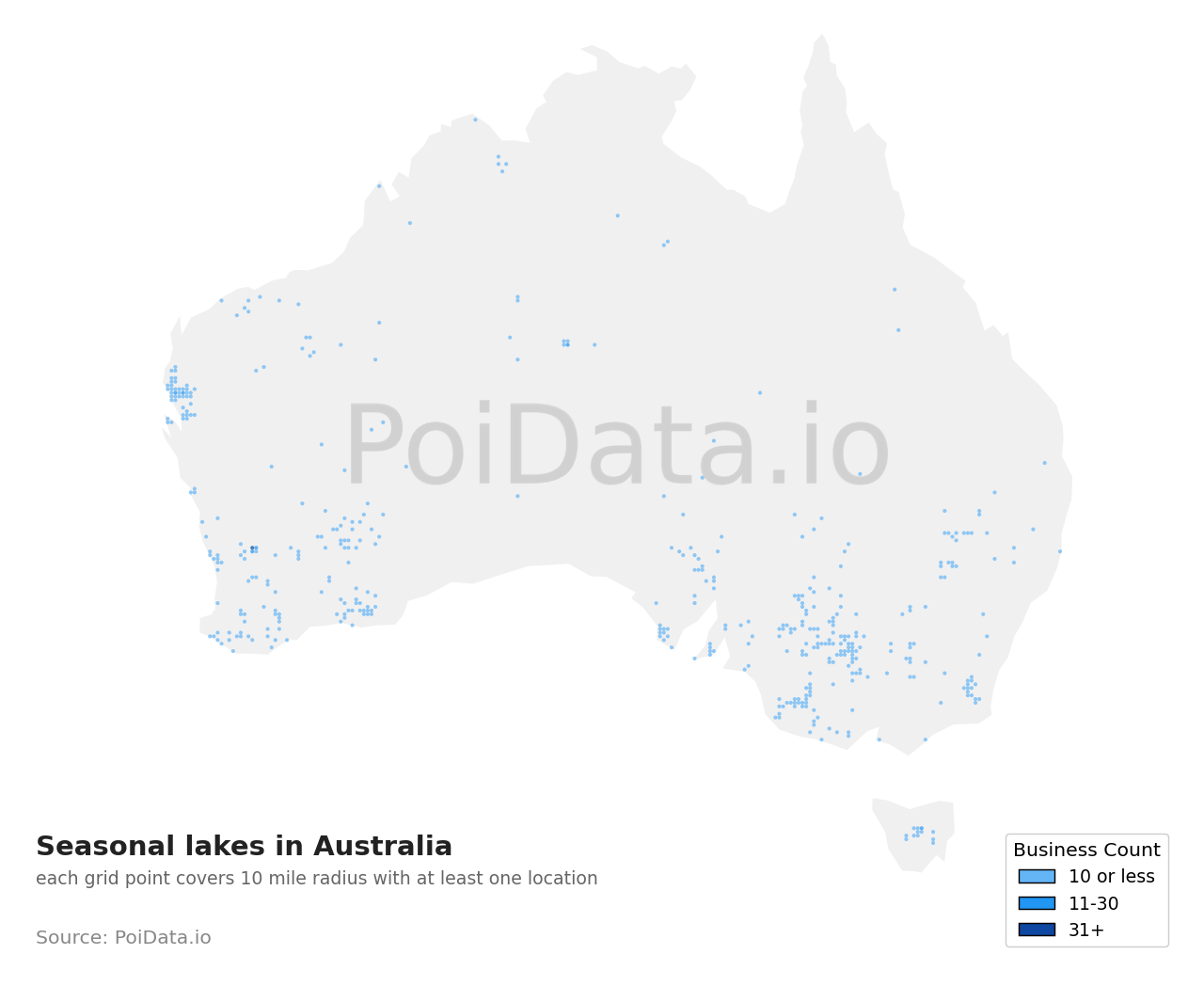 Seasonal lake density map for Australia