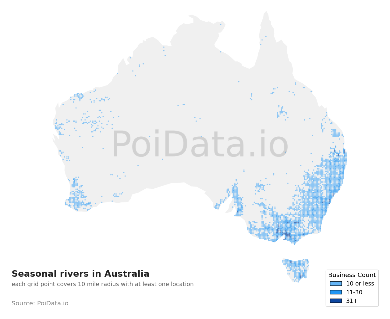 Seasonal river density map for Australia