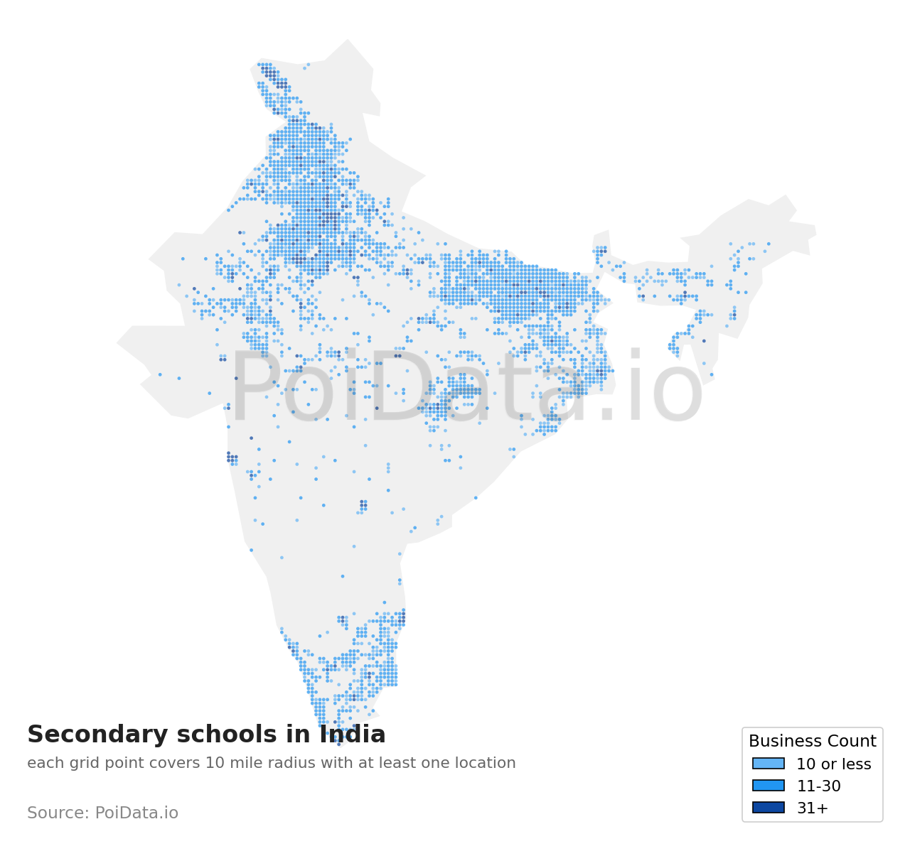 Secondary school density map for India