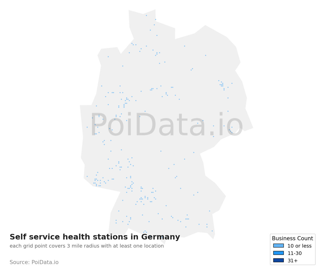 Self service health station density map for Germany