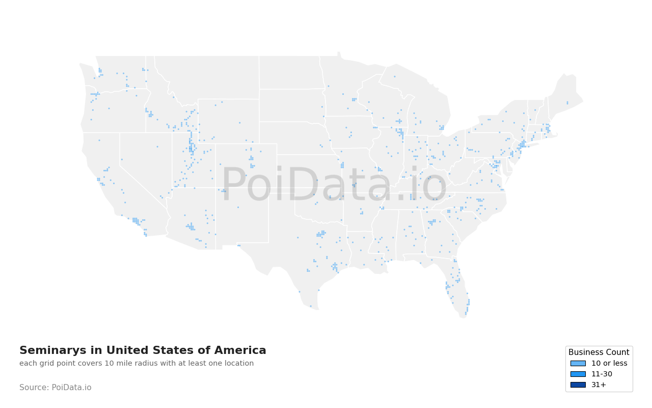 Seminary density map for Arizona, United States