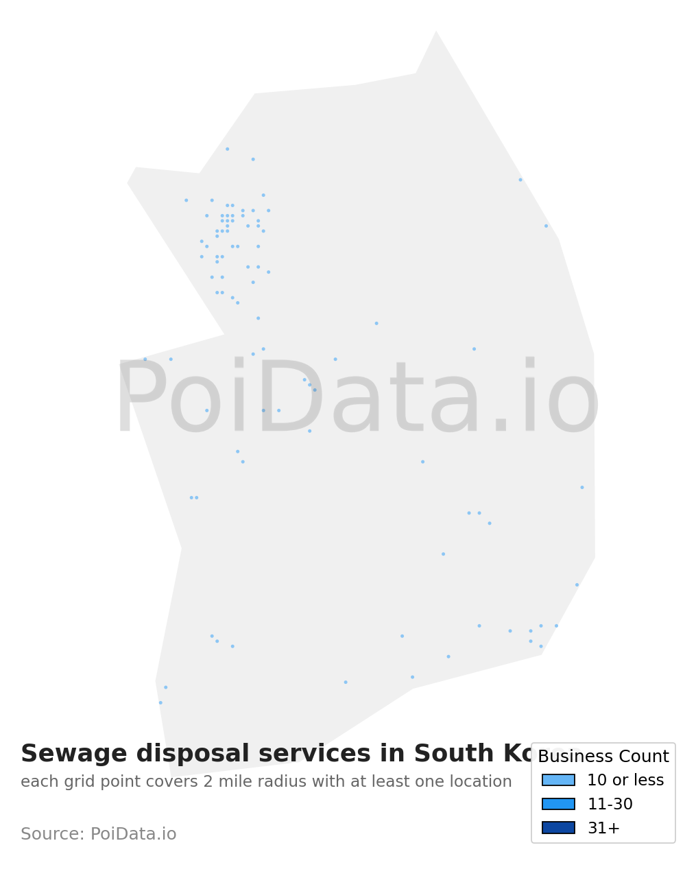 Sewage disposal service density map for South Korea