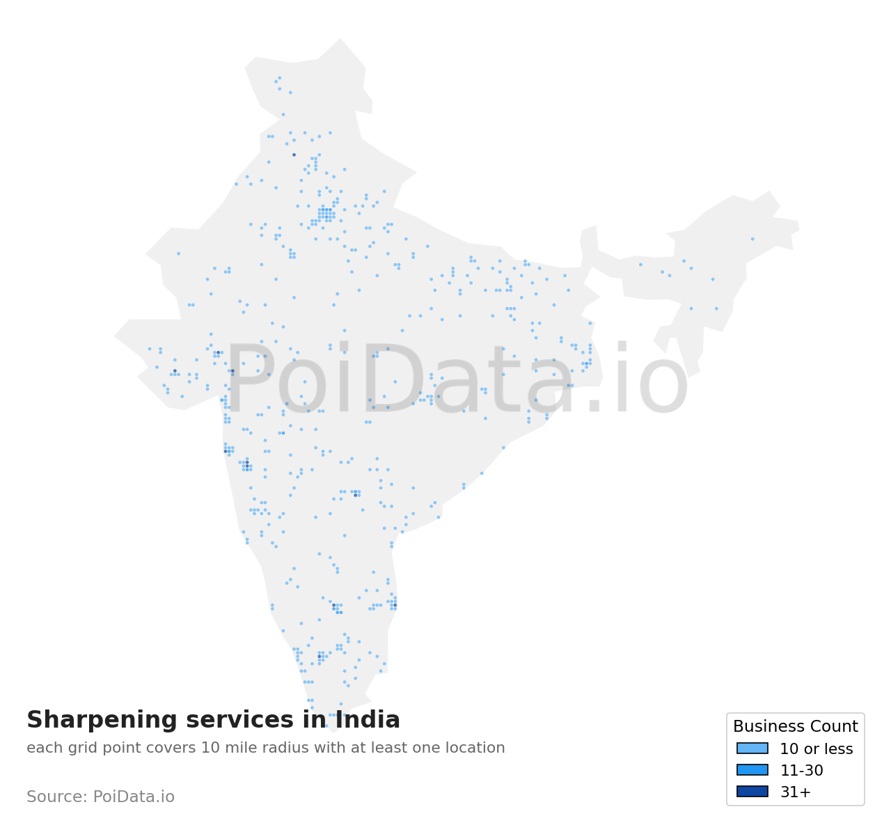 Sharpening service density map for India