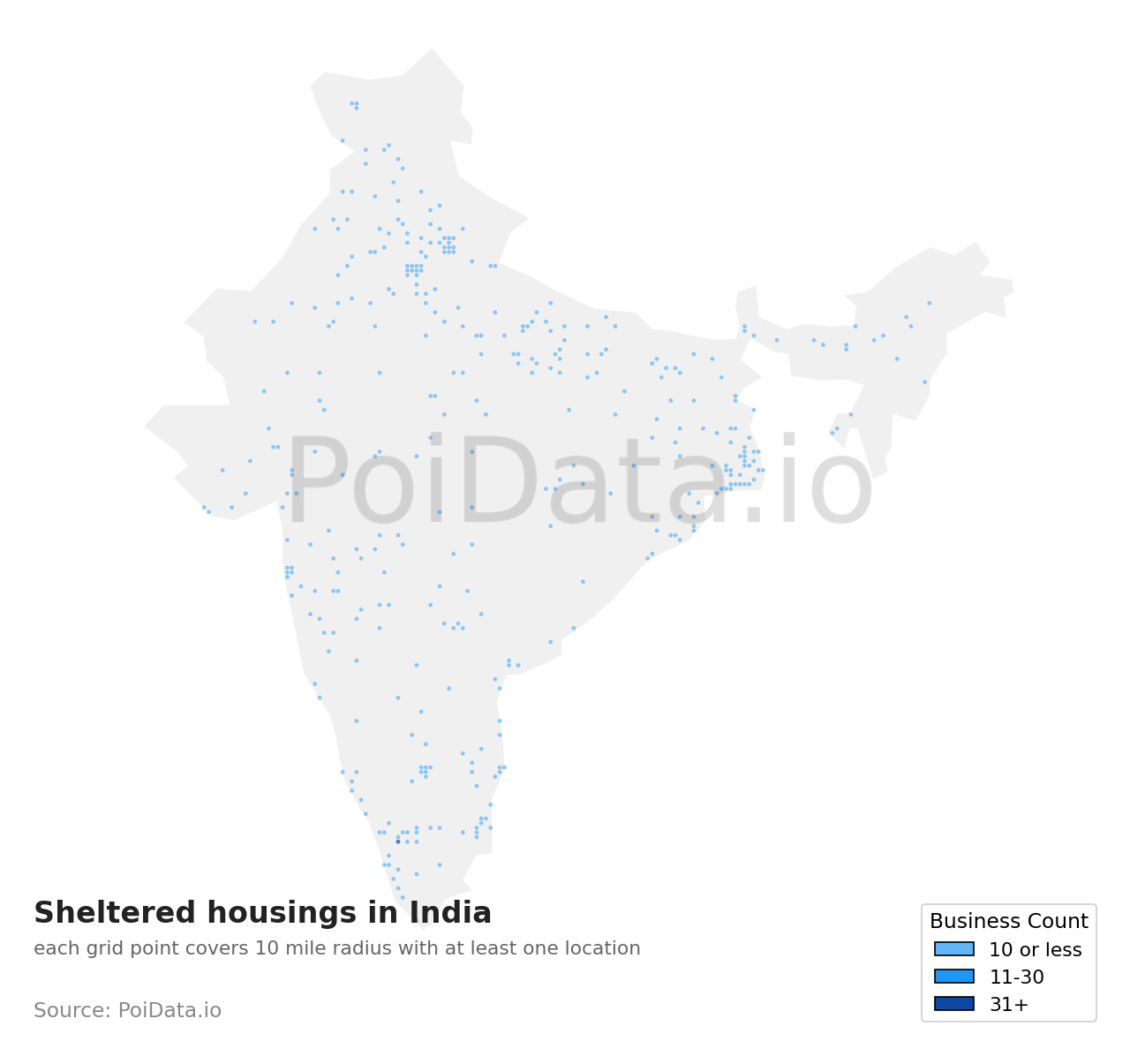 Sheltered housing density map for India