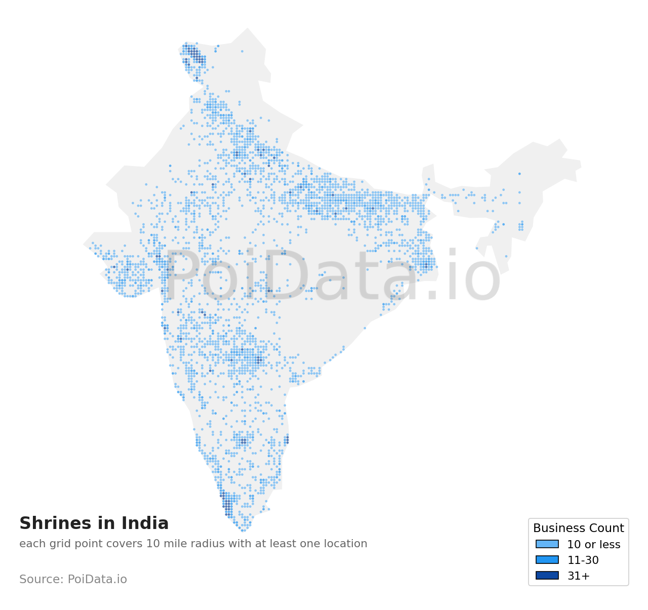 Shrine density map for India