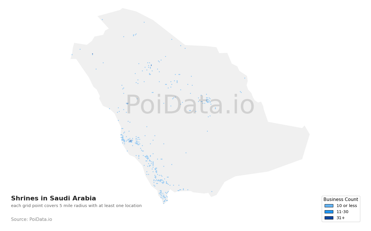 Shrine density map for Saudi Arabia