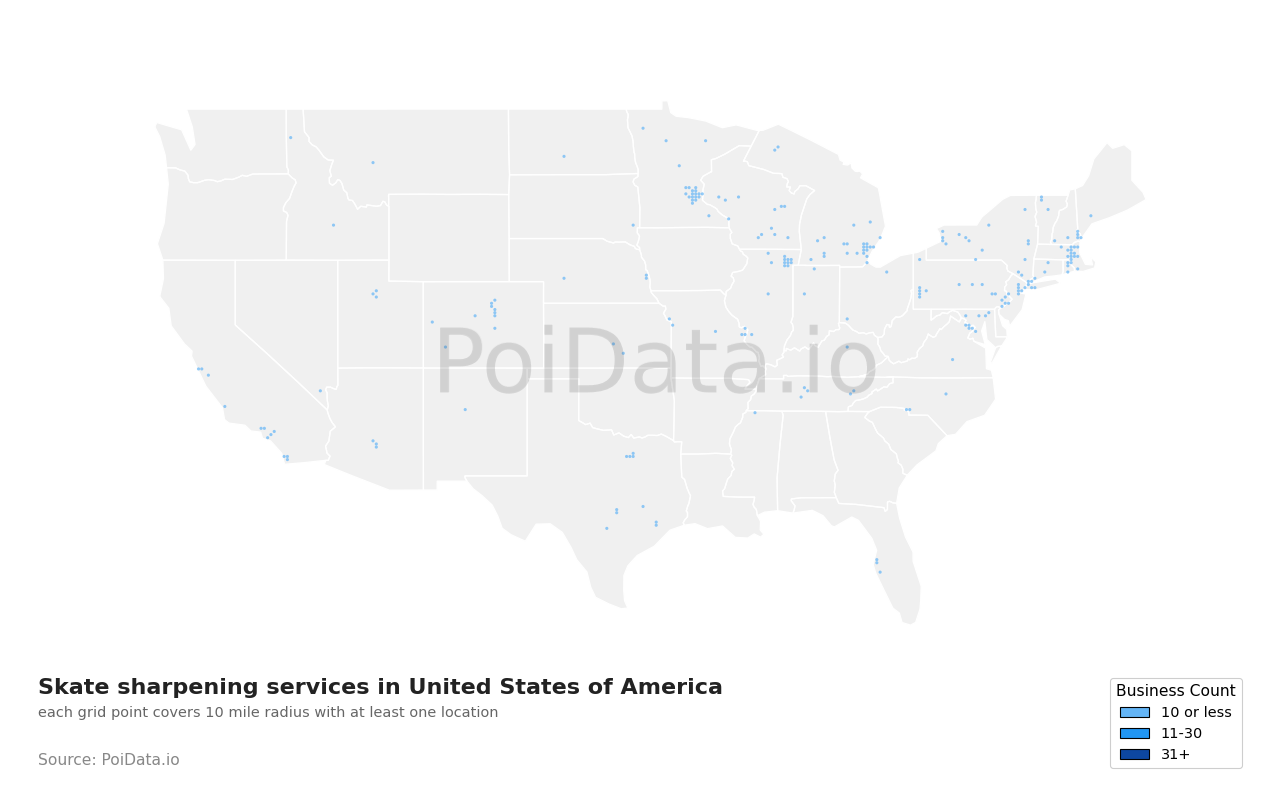 Skate sharpening service density map for New Jersey, United States
