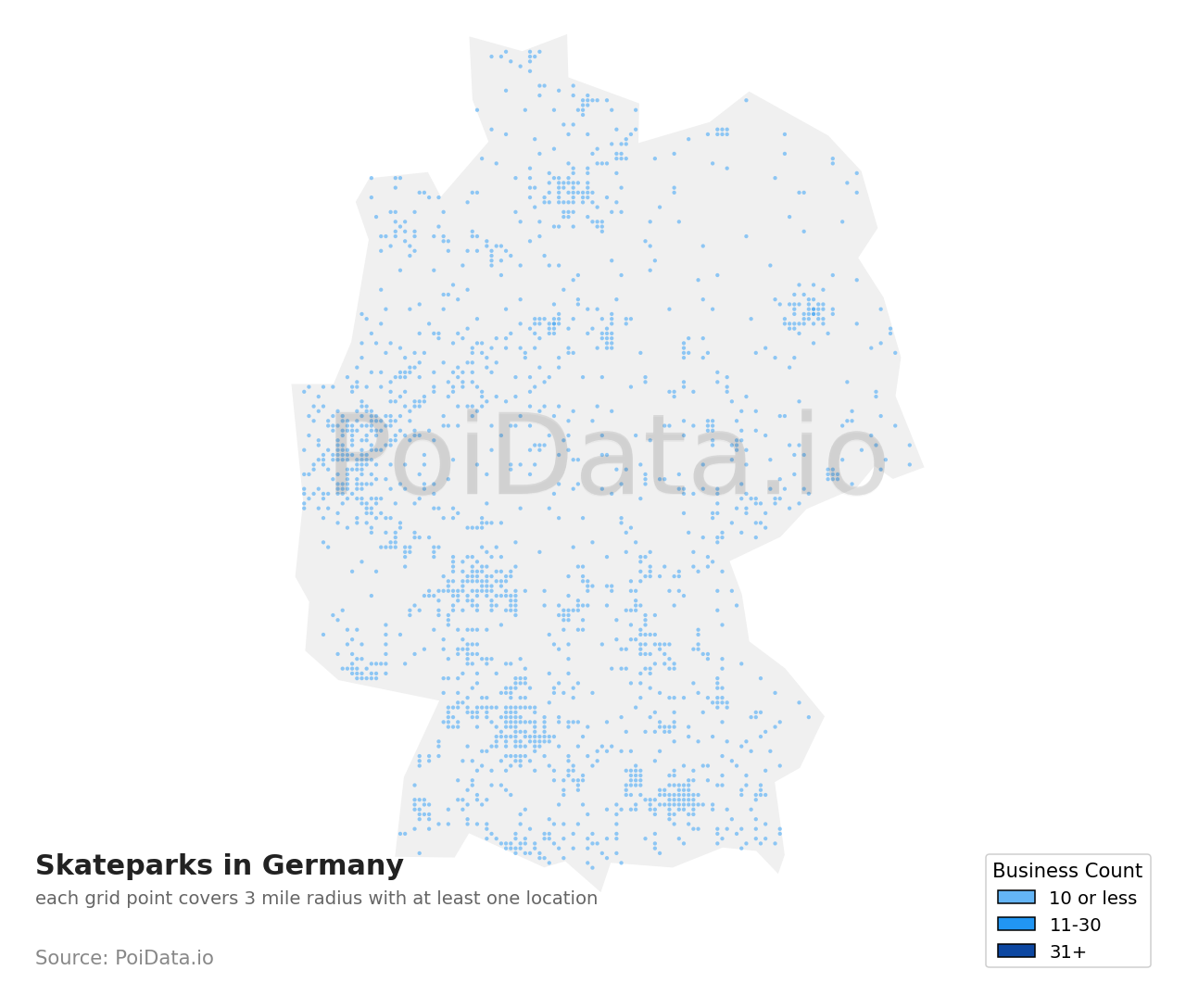 Skatepark density map for Germany