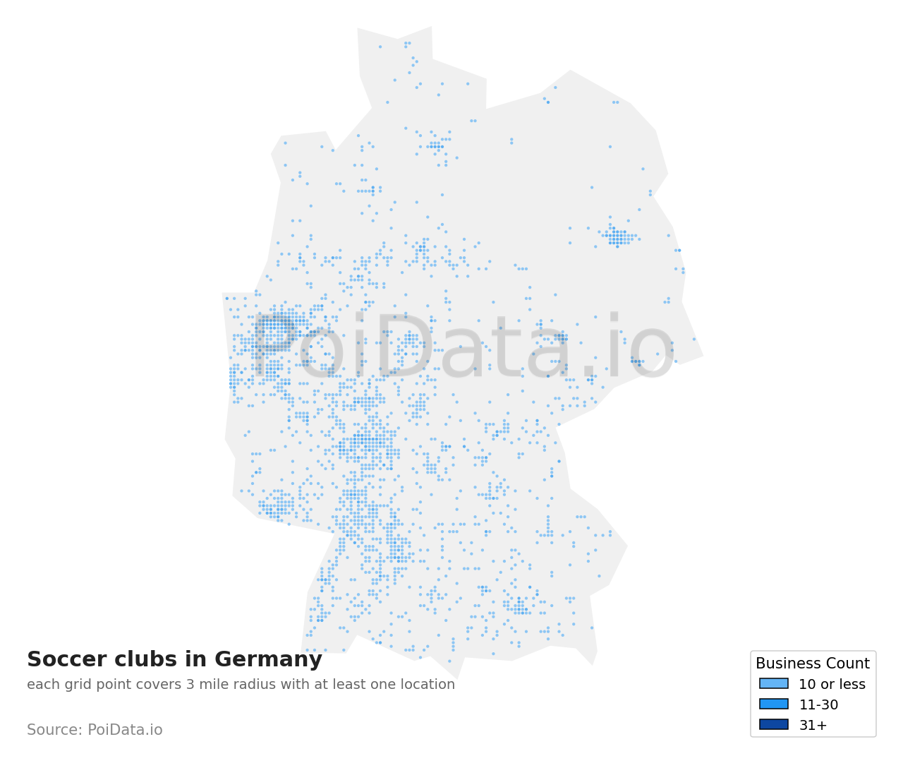 Soccer club density map for Germany