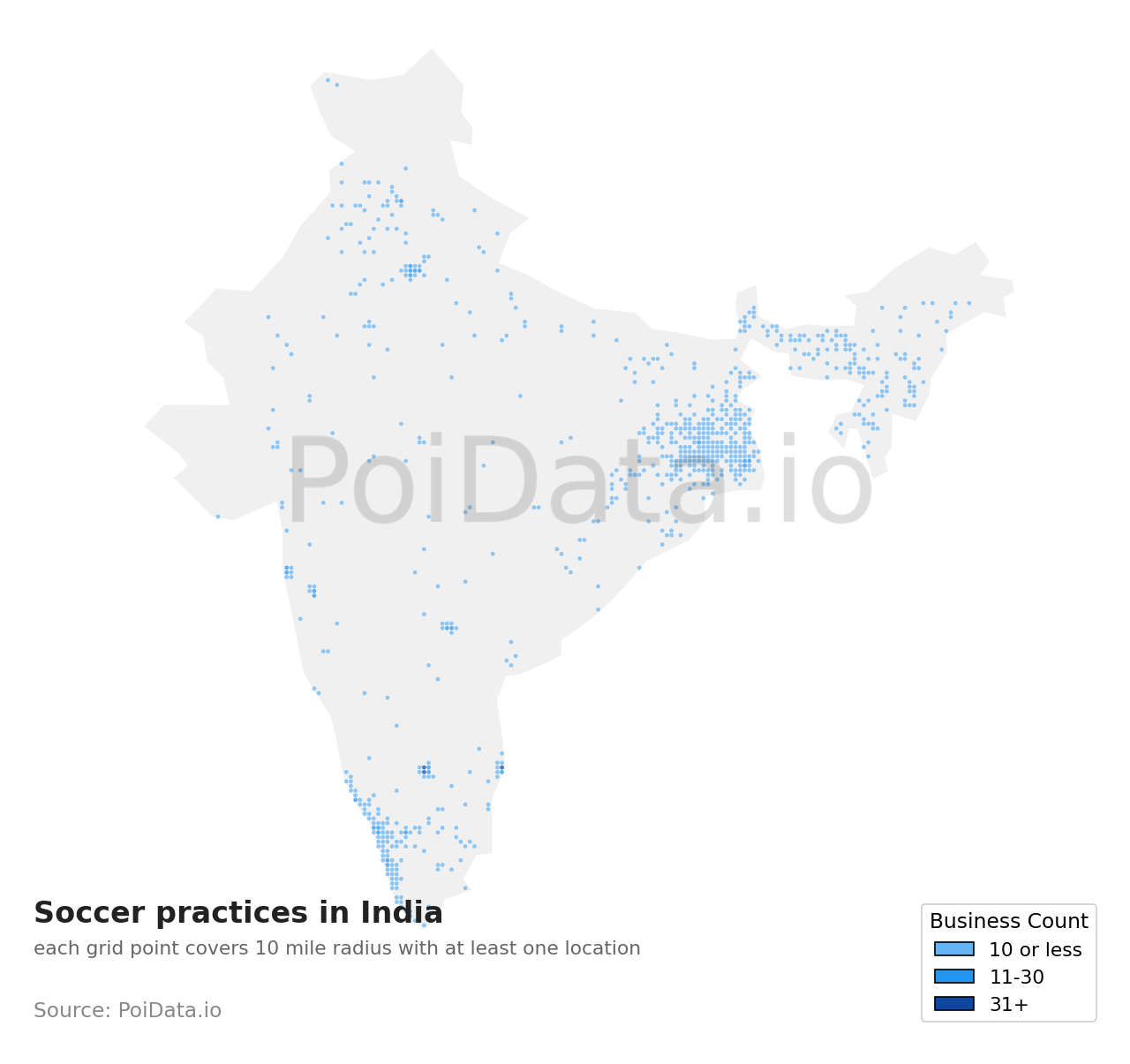 Soccer practice density map for India