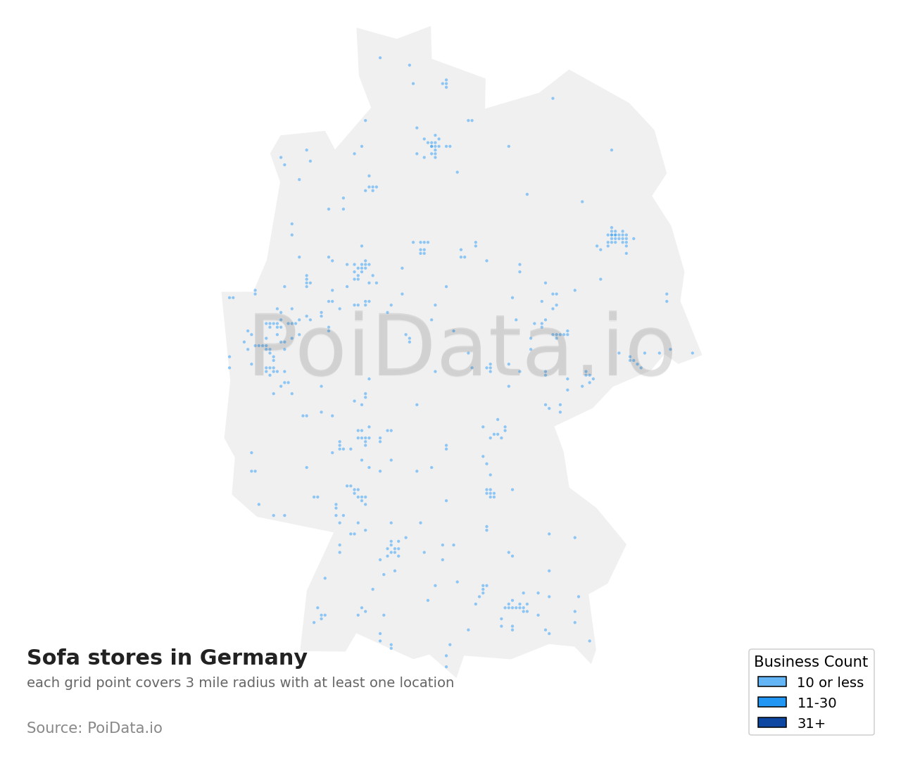 Sofa store density map for Germany
