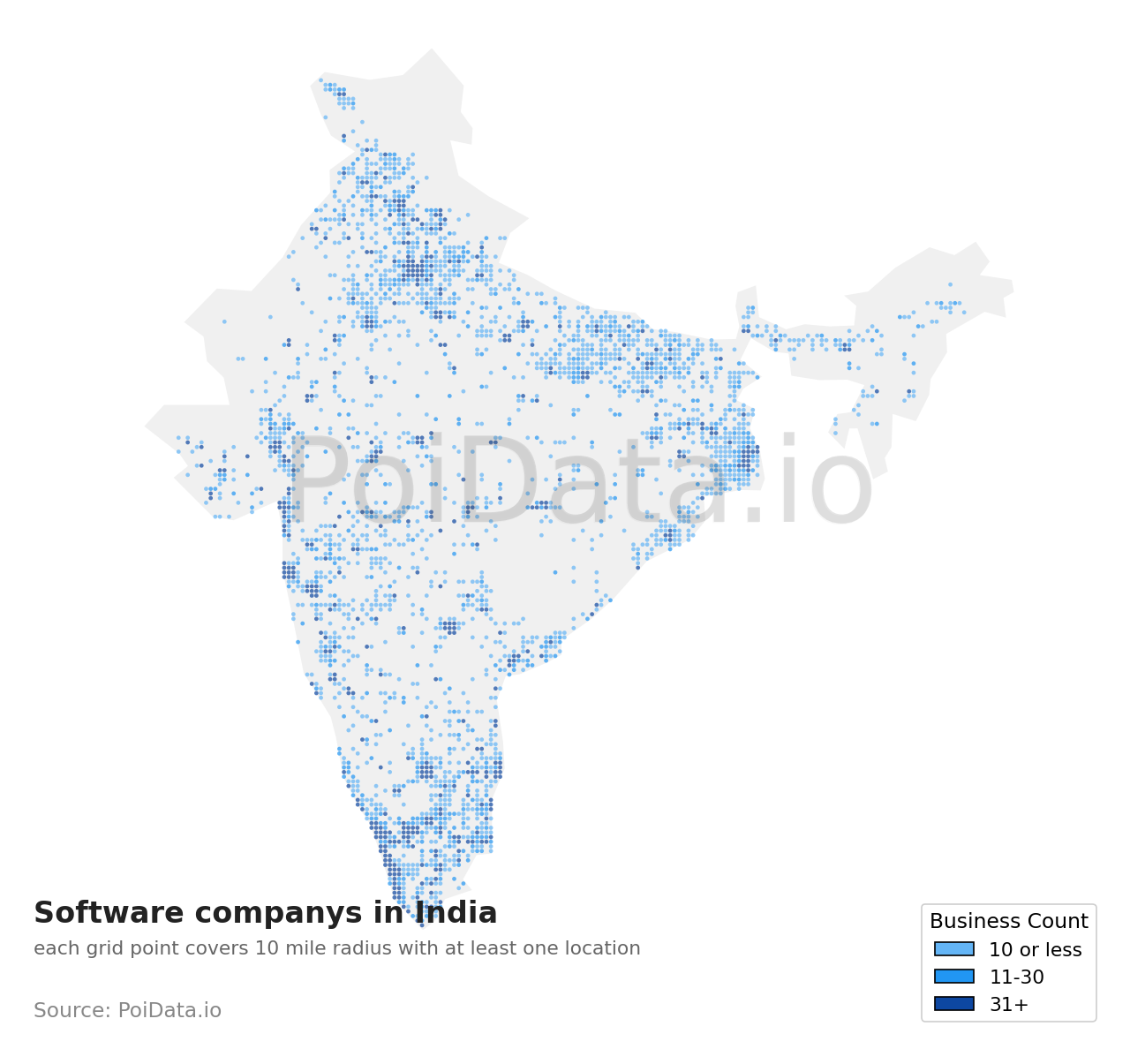 Software company density map for India