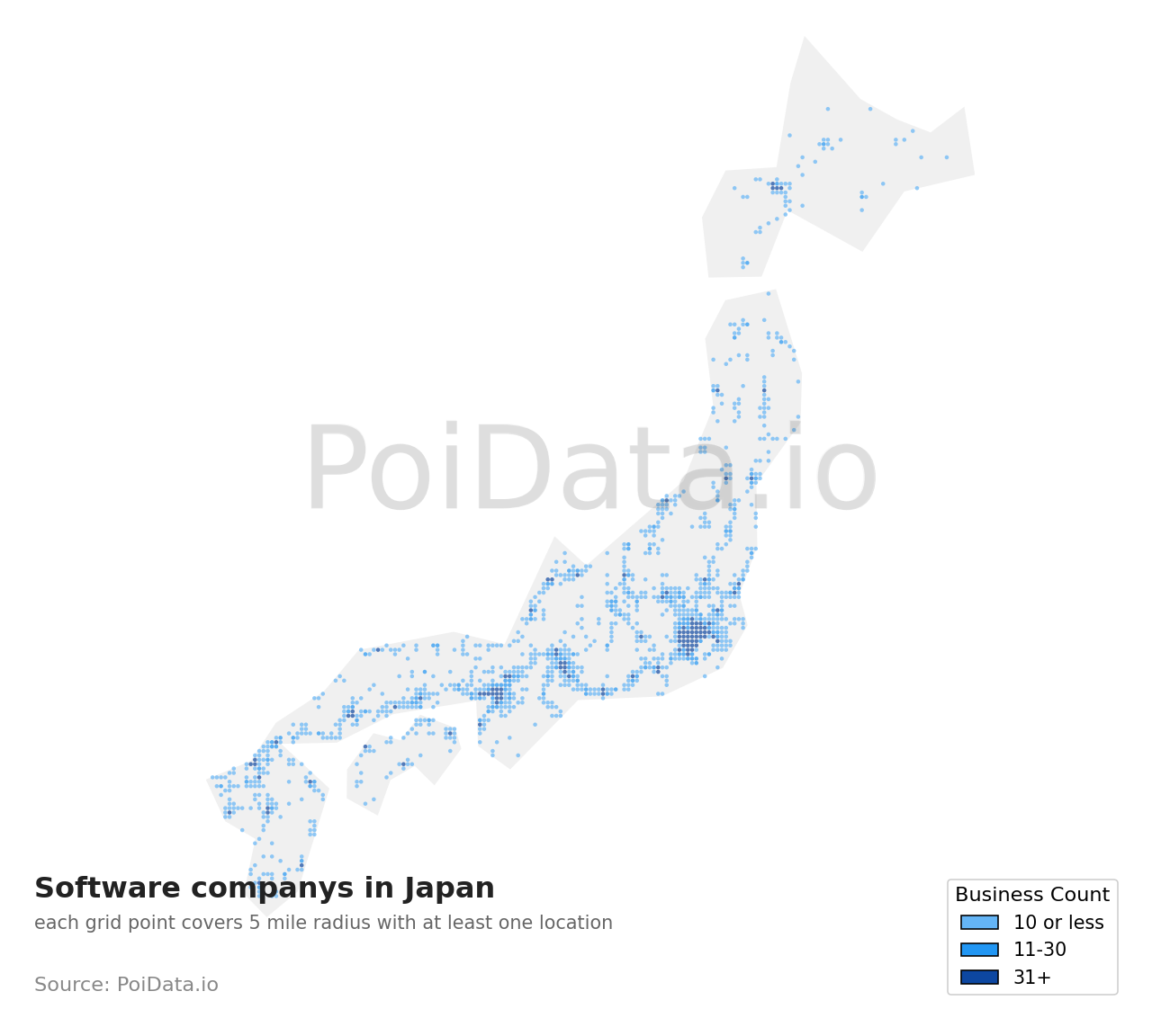 Software company density map for Japan