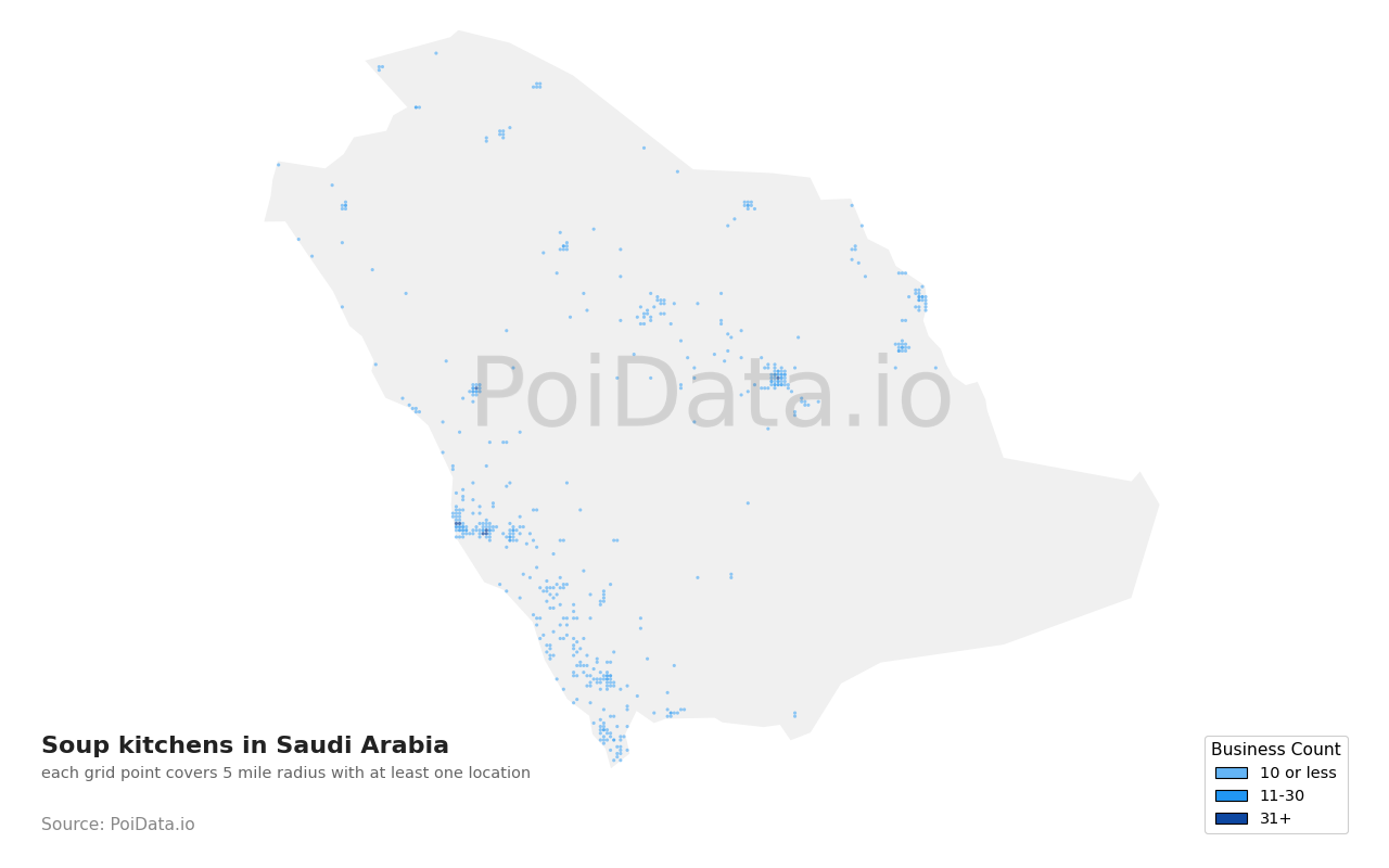 Soup kitchen density map for Saudi Arabia