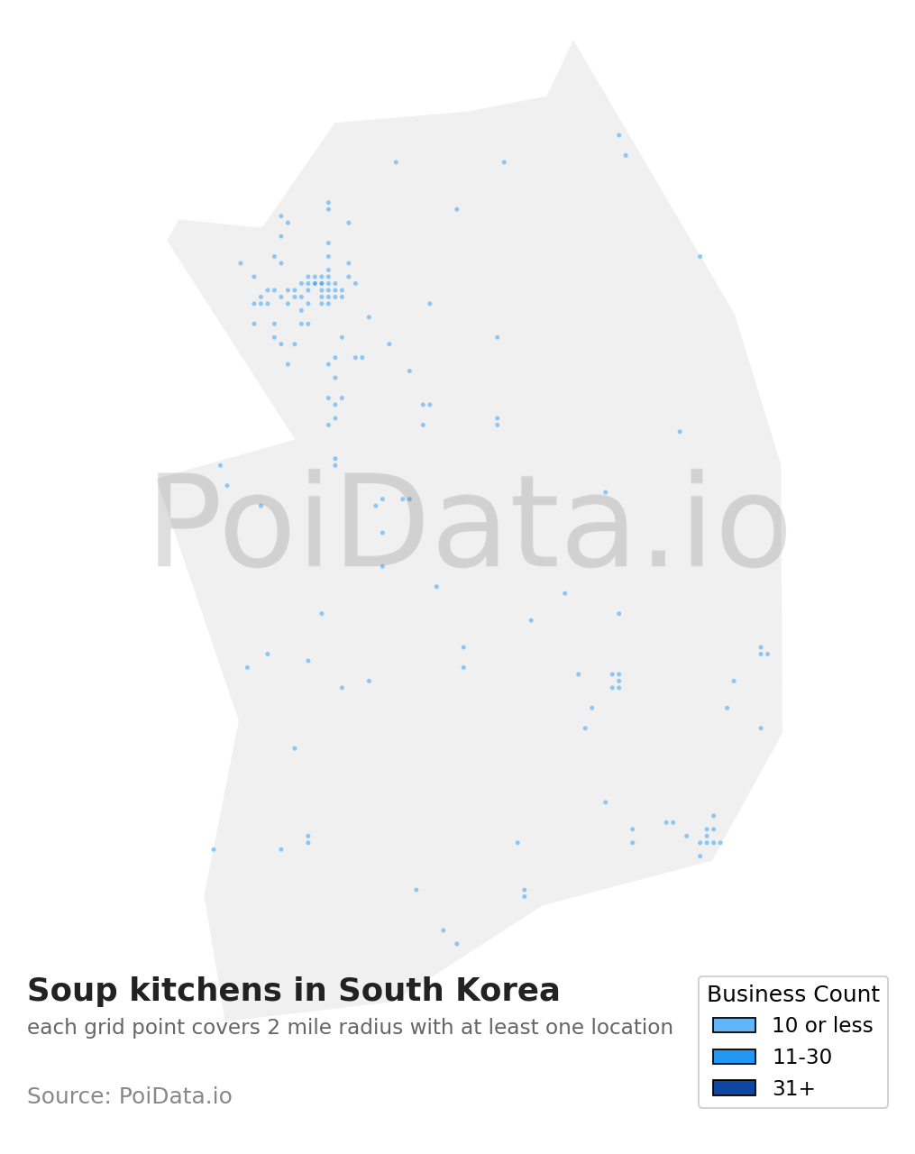 Soup kitchen density map for South Korea