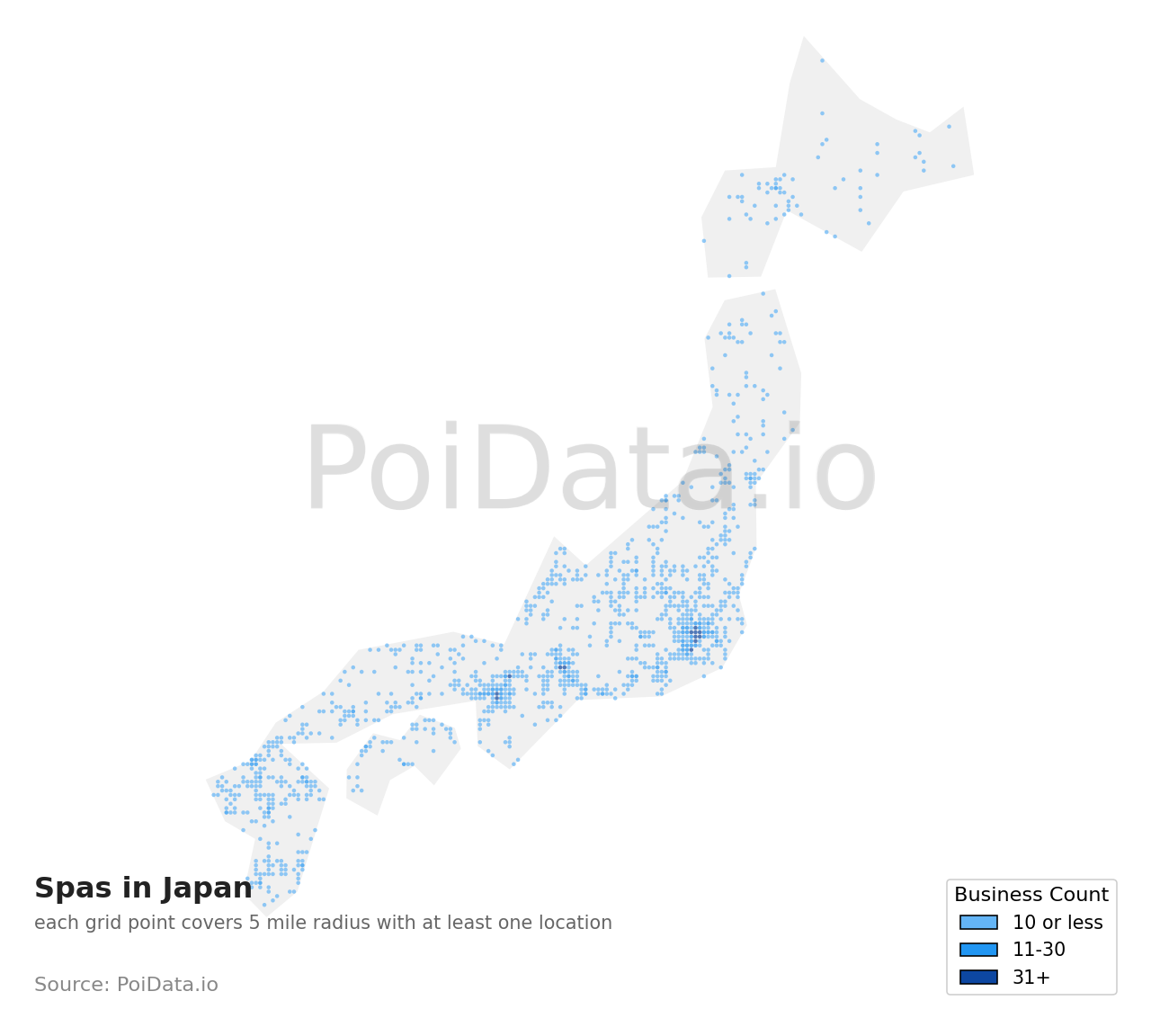 Spa density map for Japan