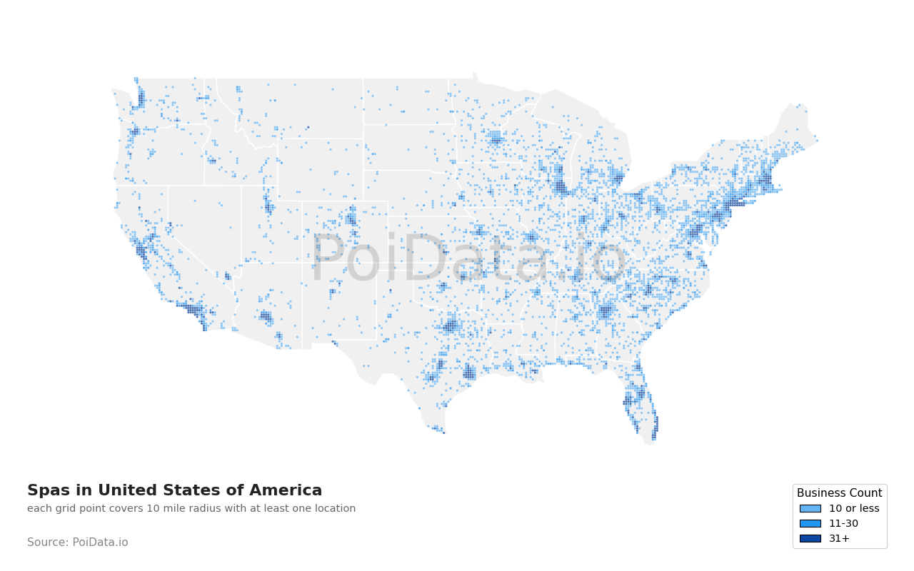 Spa density map for Florida, United States