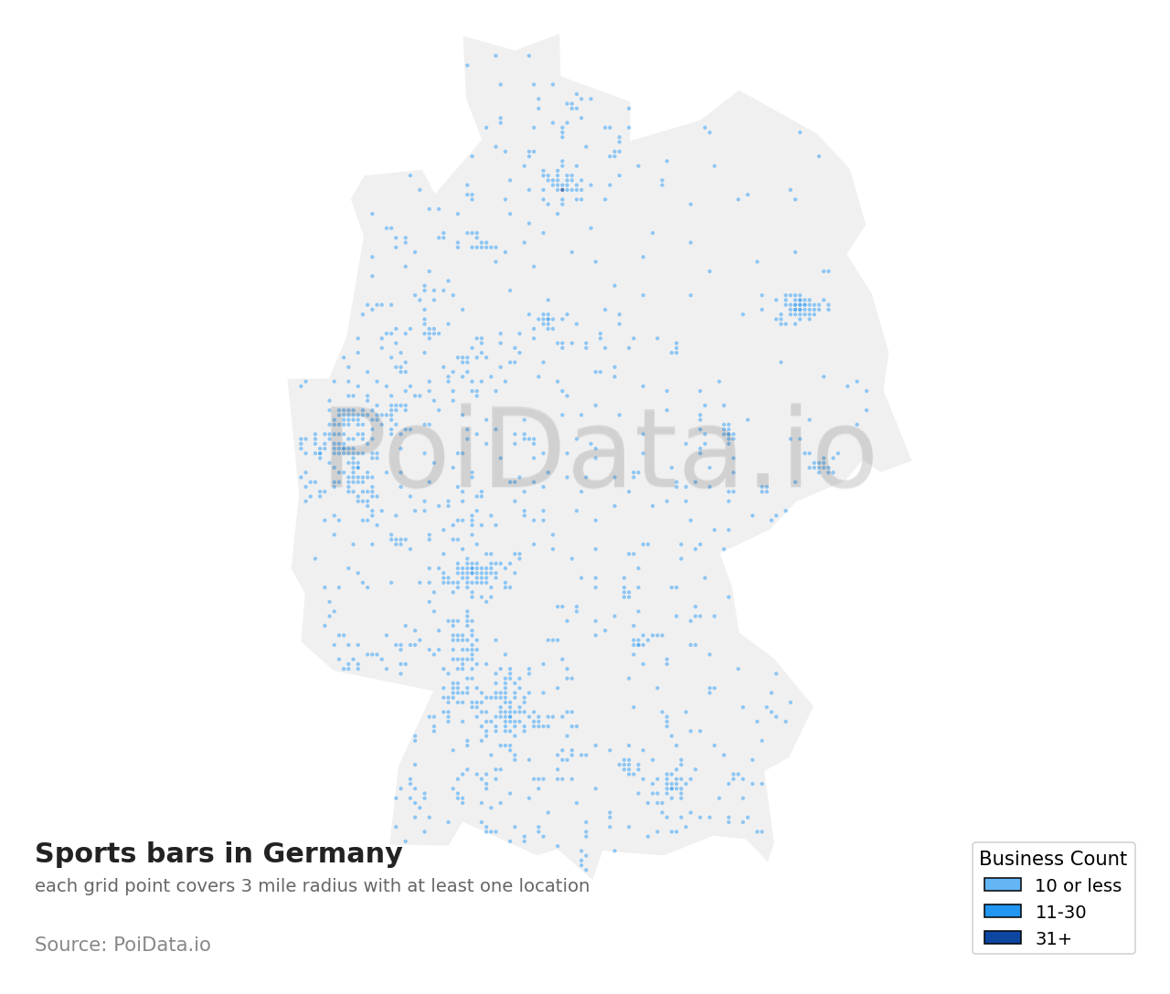 Sports bar density map for Germany