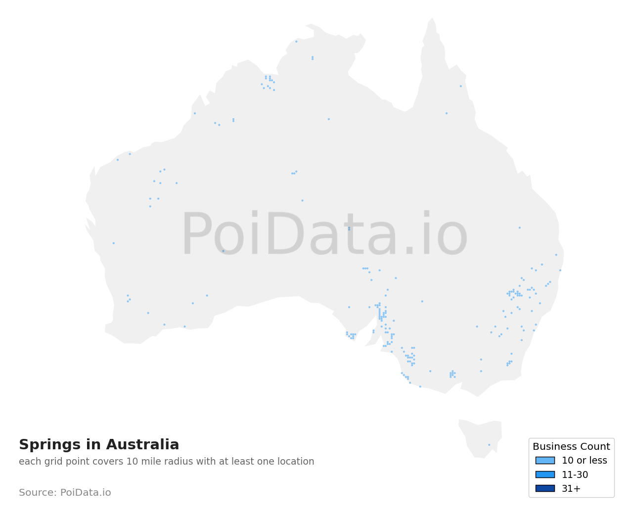 Spring density map for Australia