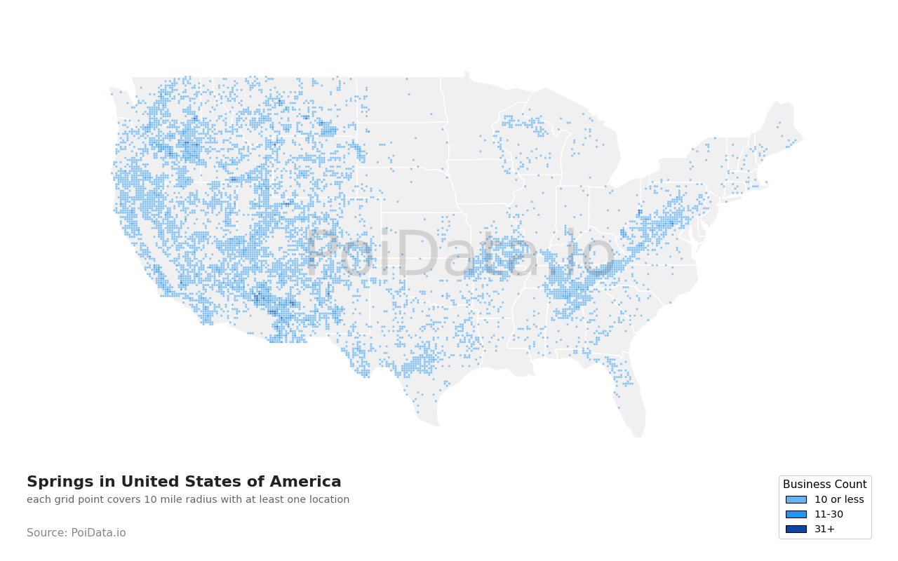 Spring density map for United States