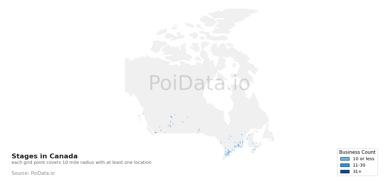 Stage density map for Canada
