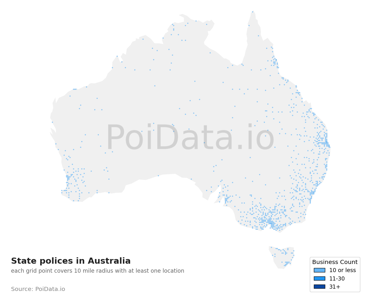 State police density map for Australia